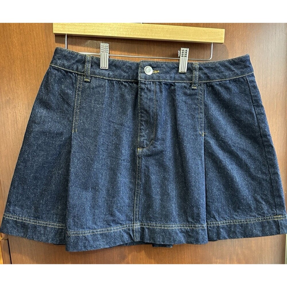 ALIGNE Yolie Pleat Denim Mini Skirt (Indigo), size UK 14 / US 10, 100% cotton, - Picture 2 of 16